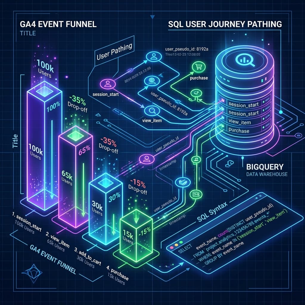 Flowchart showing sequential user event steps ending in conversion.