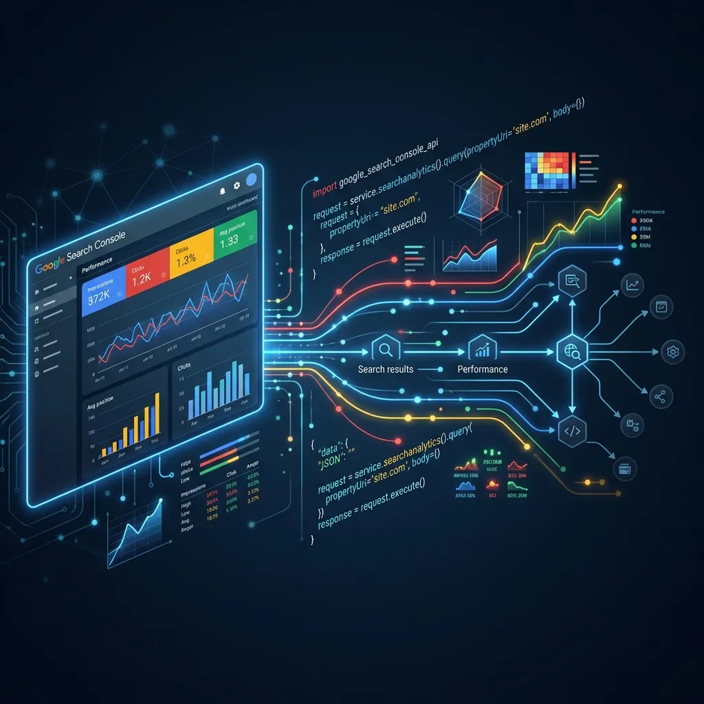 Illustration representing: Google Search Console API Tutorial for SEO Reporting and Content Operations (2026)